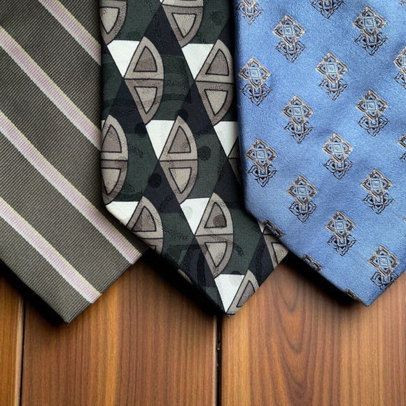 Lot of 3 Designer Silk Ties – Platinum, Ruffini & Garfinckel’s Classic - Picture 1 of 15